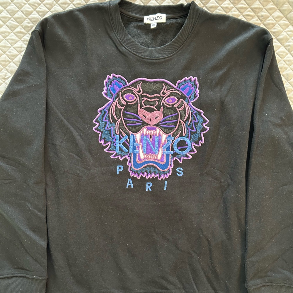 Kenzo Black Sweatshirt with Colorful Embroidered Tiger Design NWOT!!! GREAT DEAL